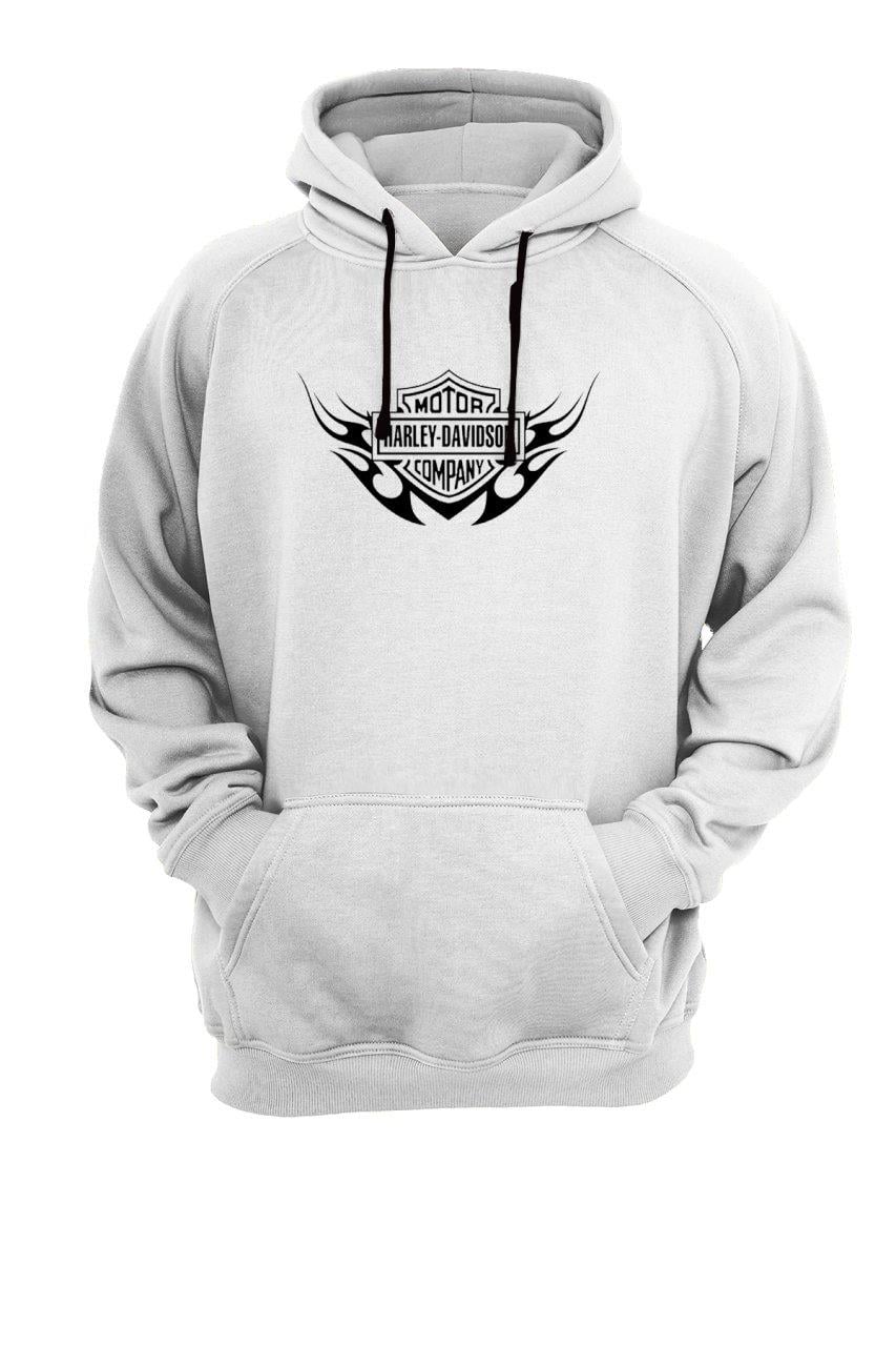 Widi Motor Harley Davidson Siyah  Baskılı Sweatshirt Beyaz