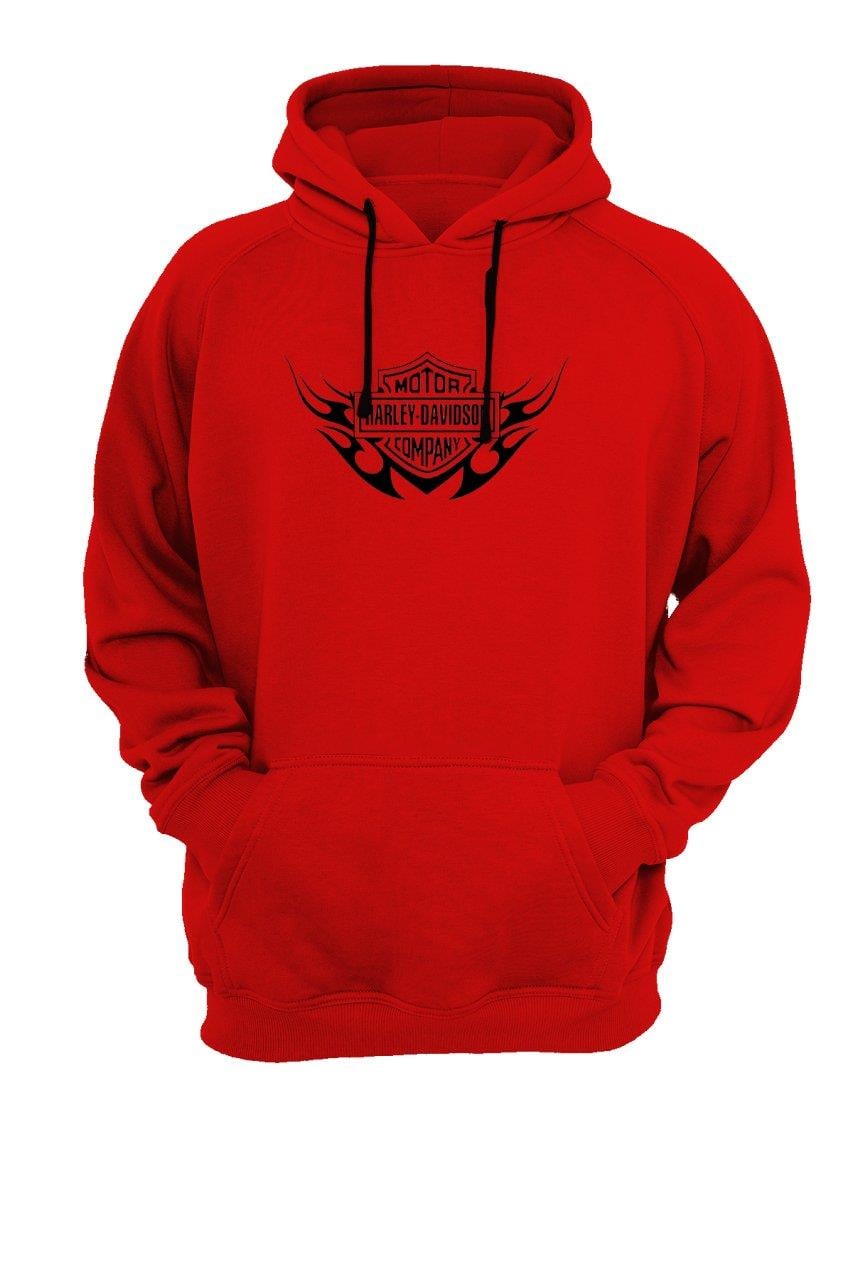 Widi Motor Harley Davidson Siyah  Baskılı Sweatshirt Kırmızı
