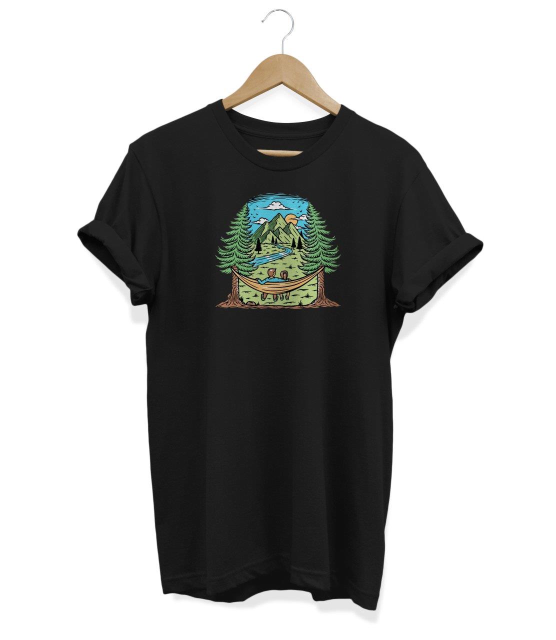 Widi Nature Couple Baskılı T-Shirt Siyah