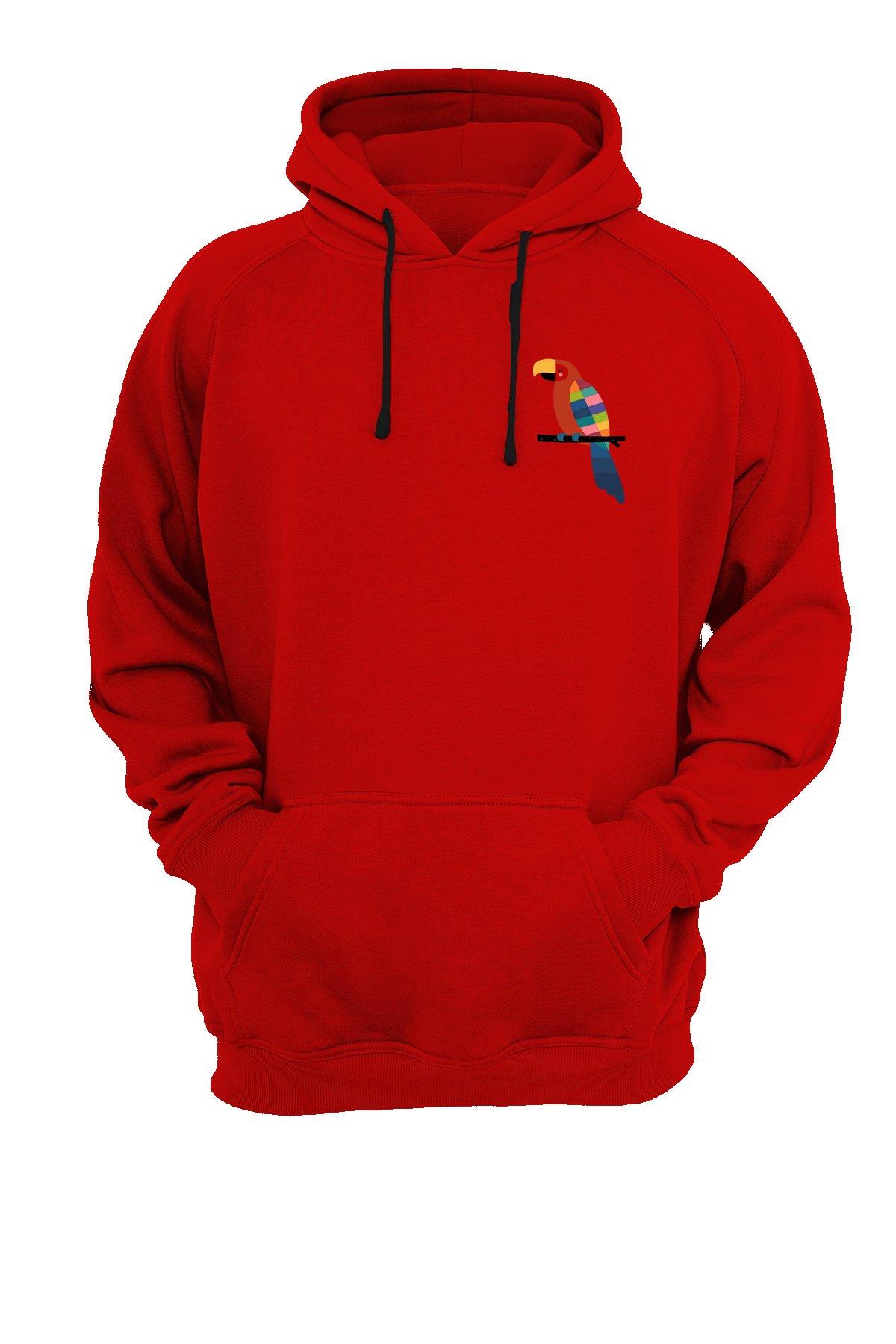 Widi Papağan Baskılı Sweatshirt Kırmızı