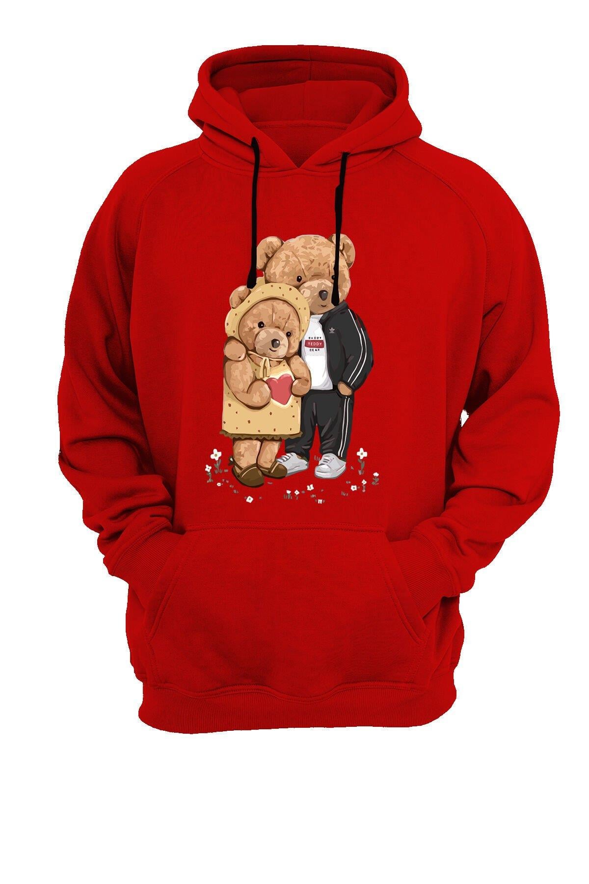 Widi Partnerli Ayı Baskılı Sweatshirt Kırmızı