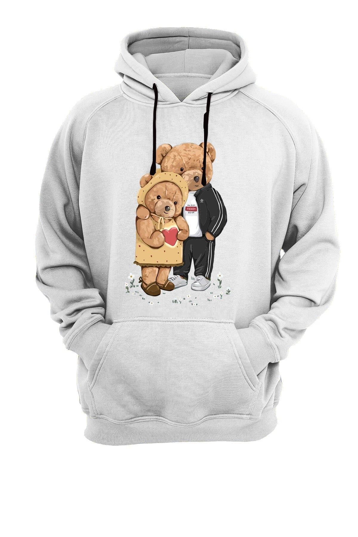 Widi Partnerli Ayı Baskılı Sweatshirt Beyaz