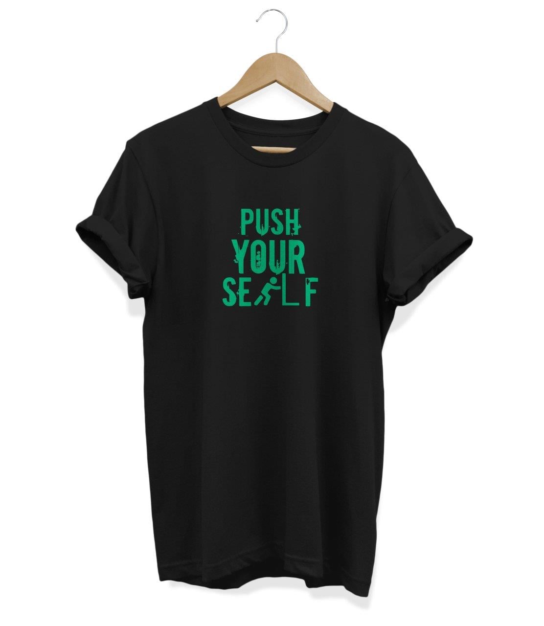 Widi Push Your Self Baskılı T-Shirt Siyah
