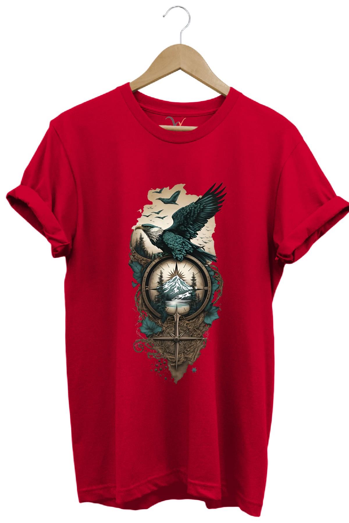 Widi Pusula Ve Kartal T-Shirt Kırmızı