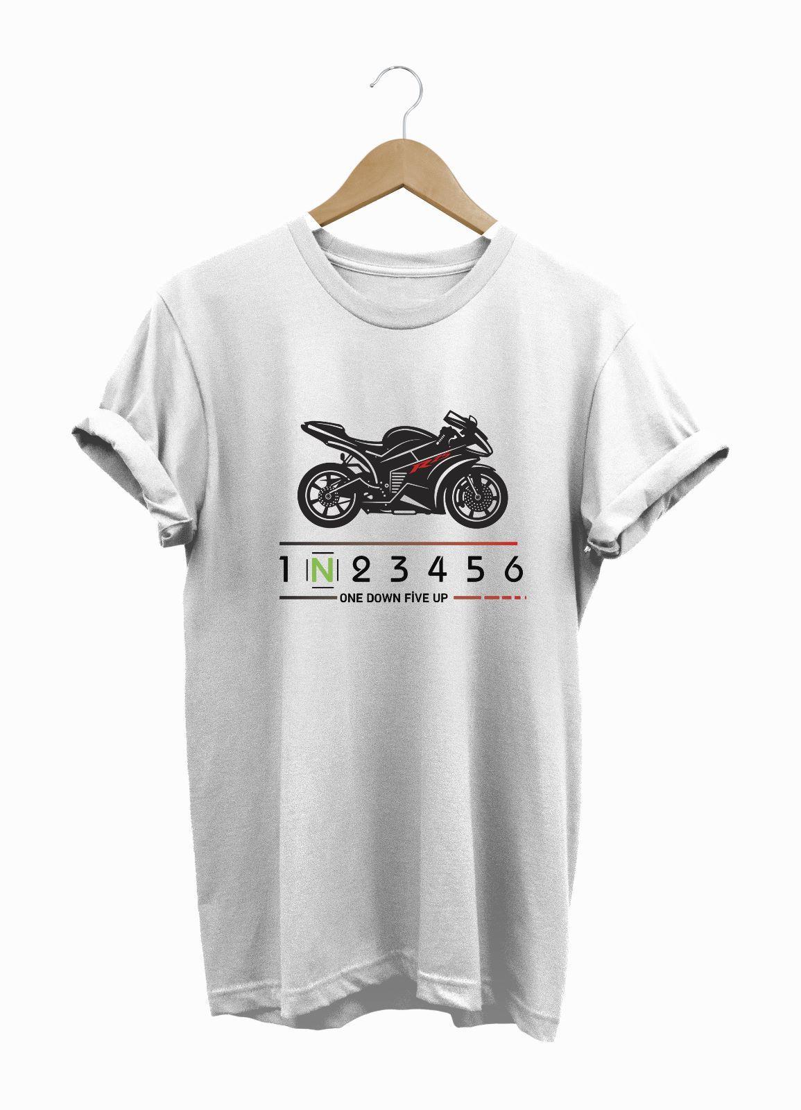 Widi R25 Motor Baskılı T-Shirt Beyaz