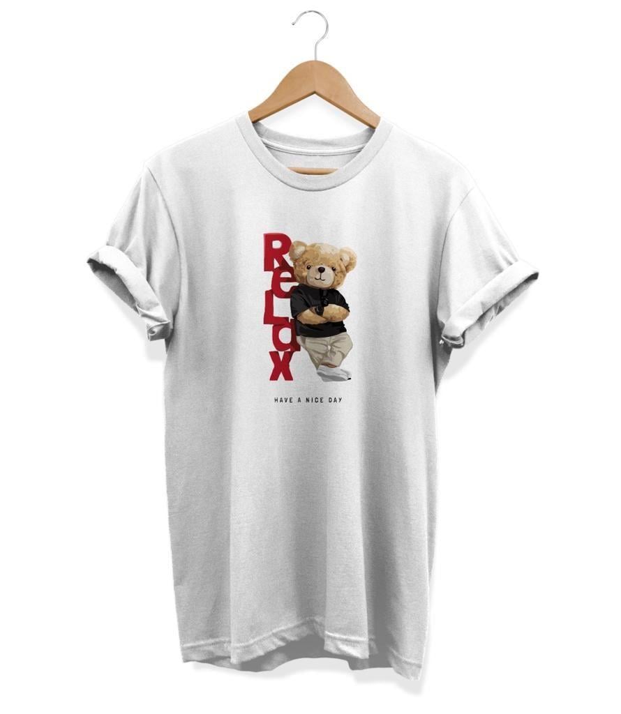 Widi Relax Baskılı T-Shirt Beyaz