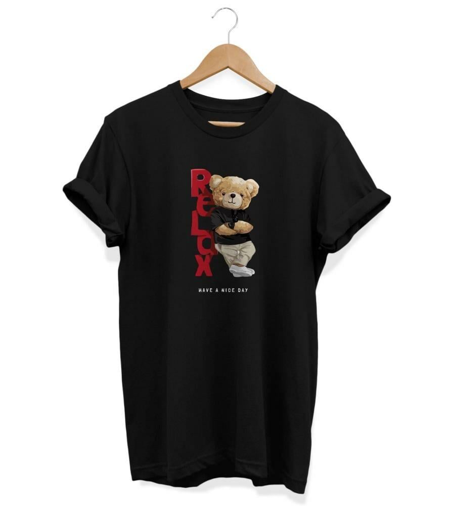 Widi Relax Baskılı T-Shirt Siyah