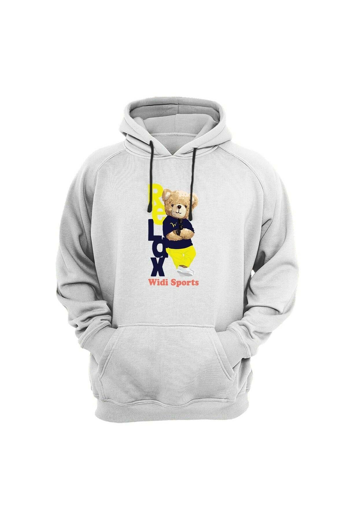 Widi Relax Bear - Rahat Ayıcık Baskılı Sweatshirt Beyaz