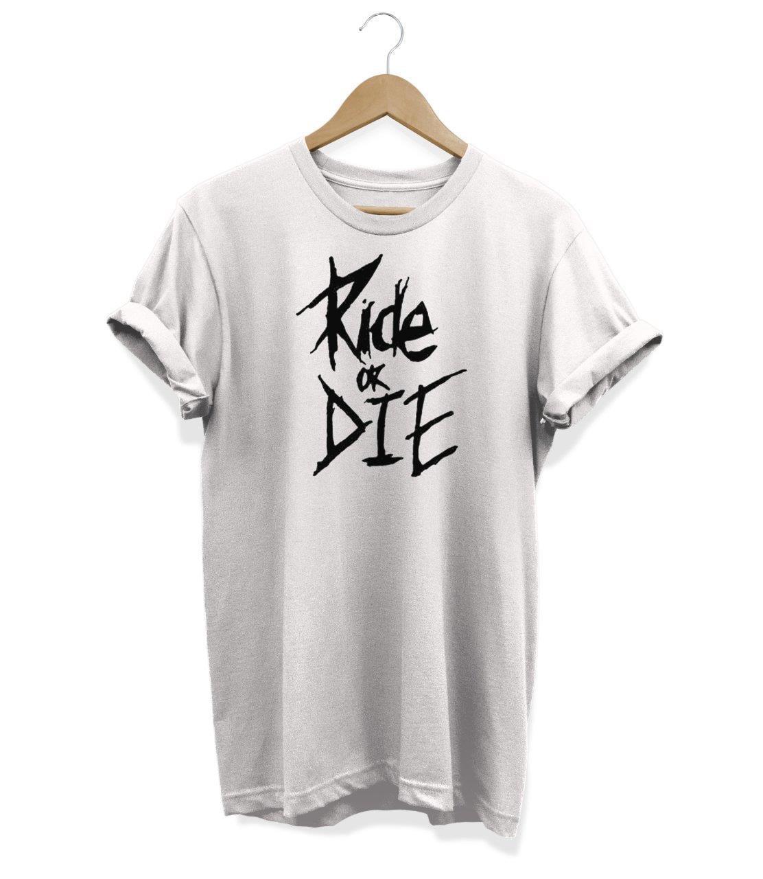 Widi Ride Or Die Baskılı T_Shirt Beyaz