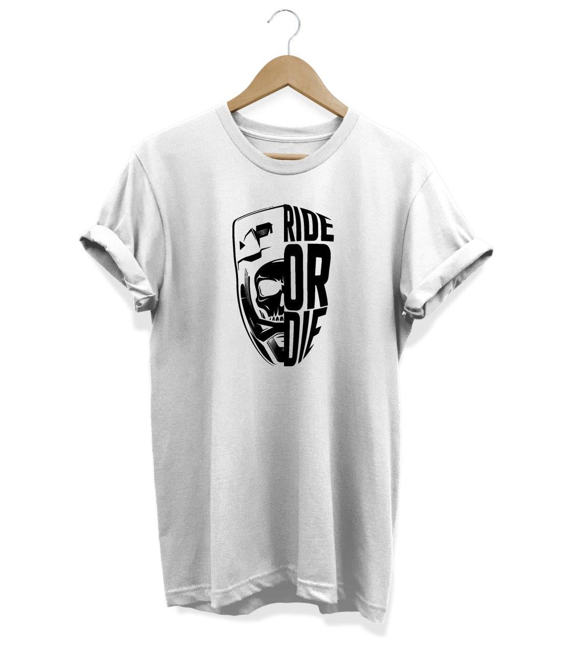 Widi Ride Or Die Kurukafa  Baskılı T_Shirt Beyaz