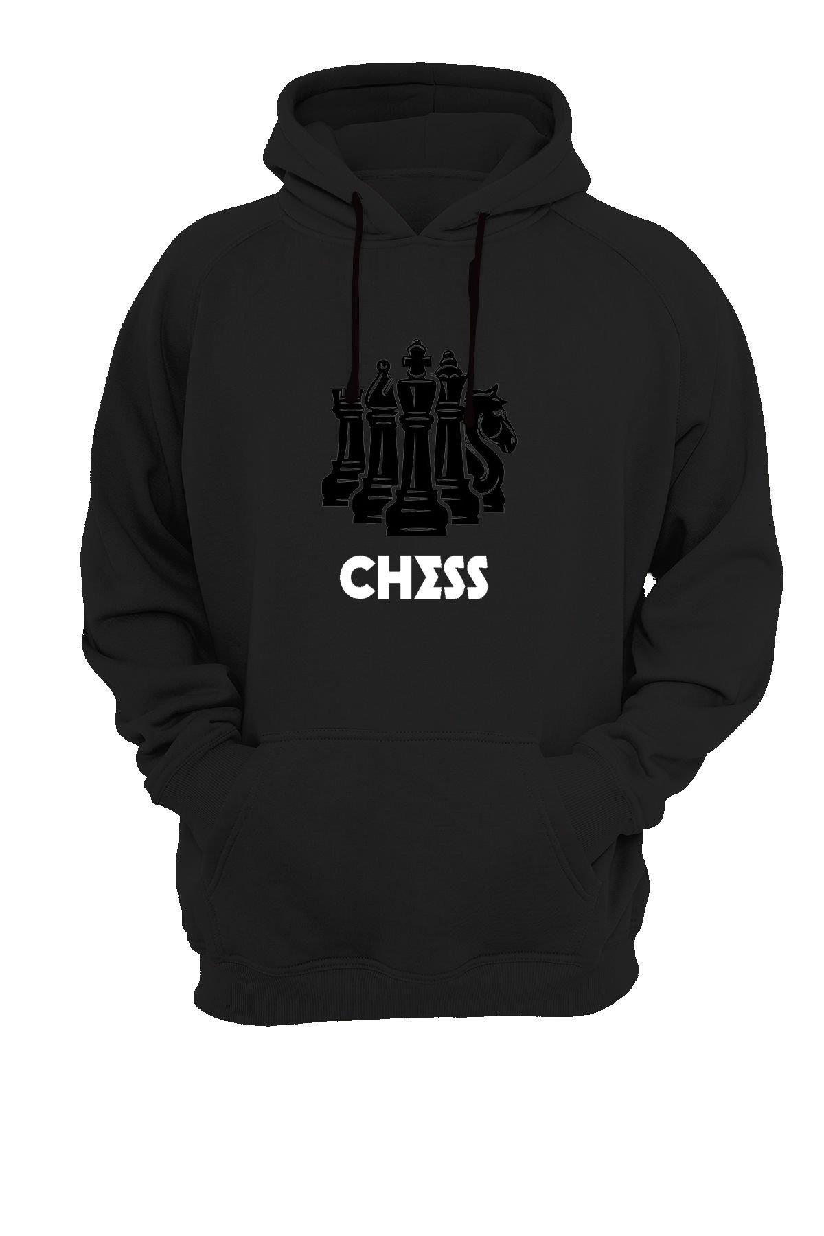 Widi Satranç Baskılı Sweatshirt Siyah