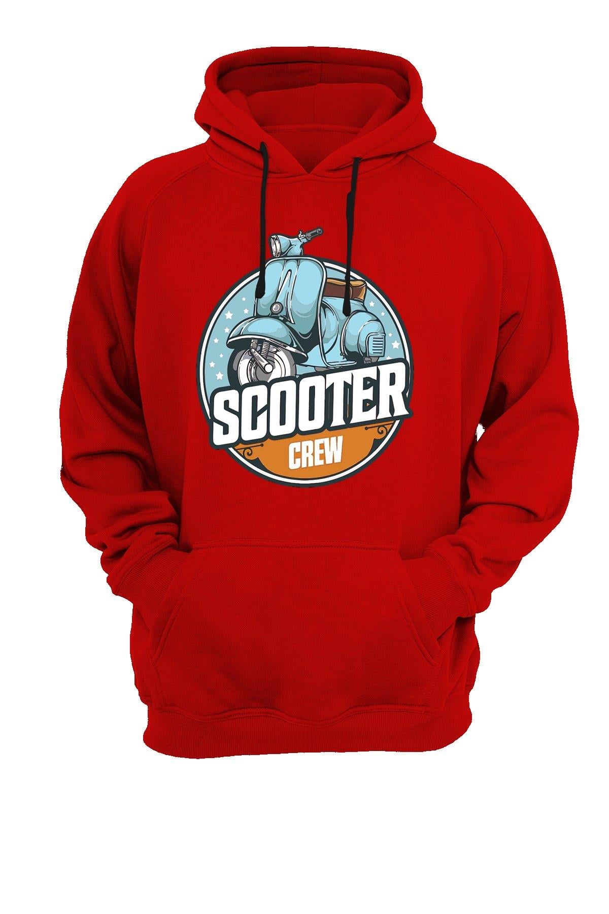Widi Scooter Baskılı Sweatshirt Kırmızı