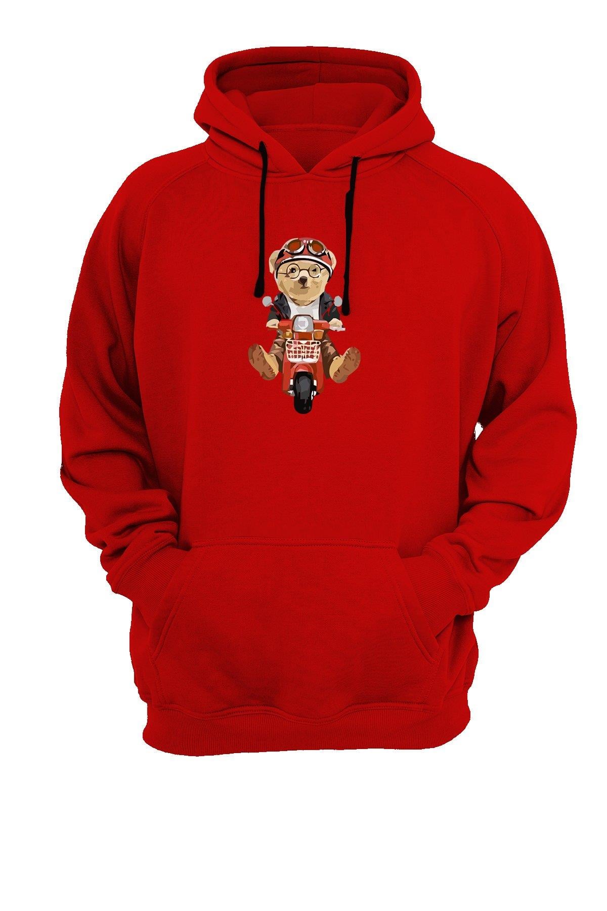 Widi Scooter Baskılı Sweatshirt Kırmızı