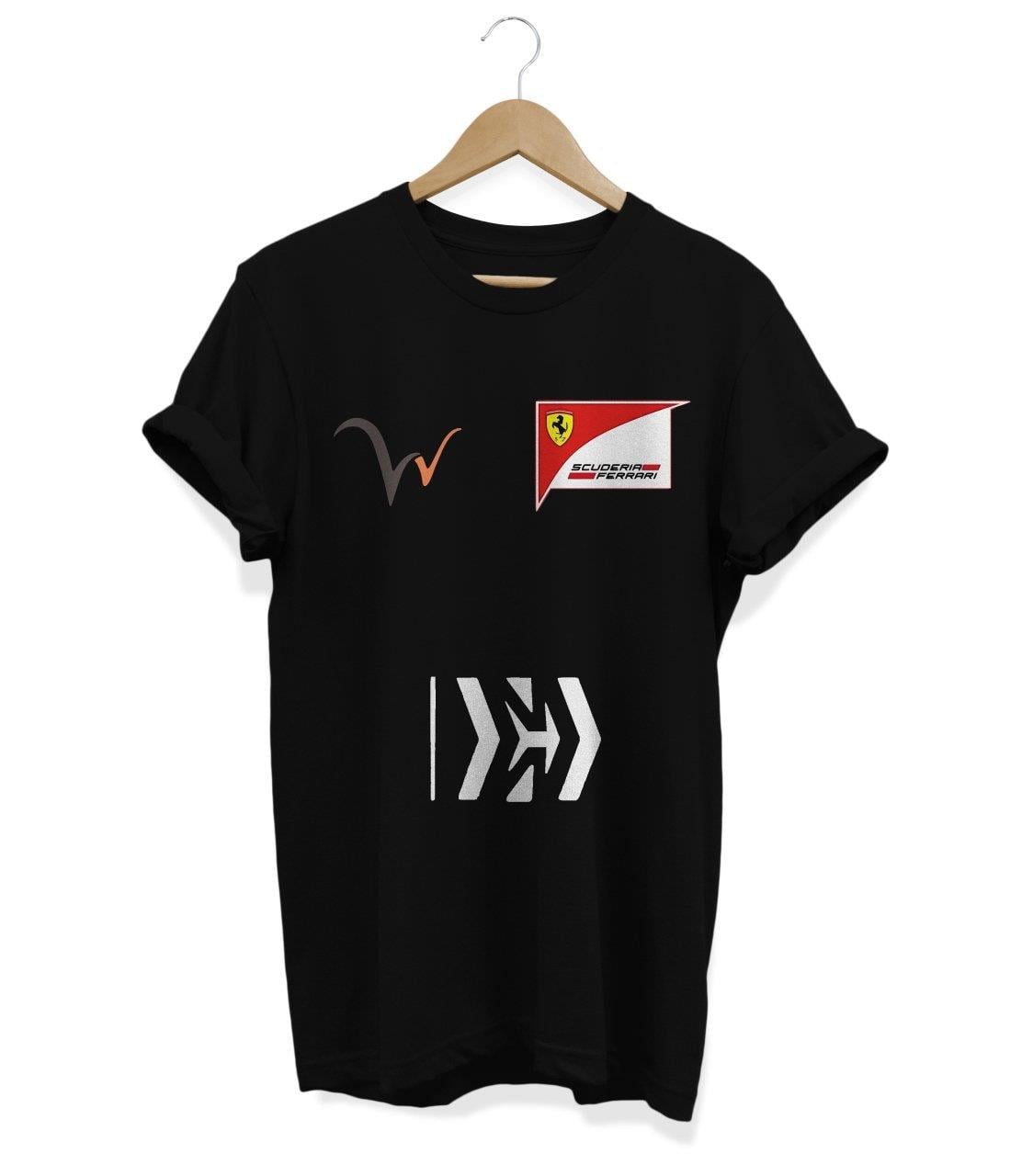 Widi Scuderir Ferrari Baskılı T_Shirt Siyah