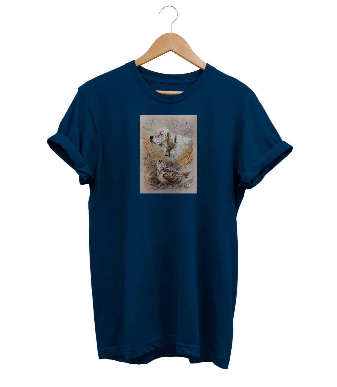 Widi Setter and Quail Baskılı T-Shirt Lacivert