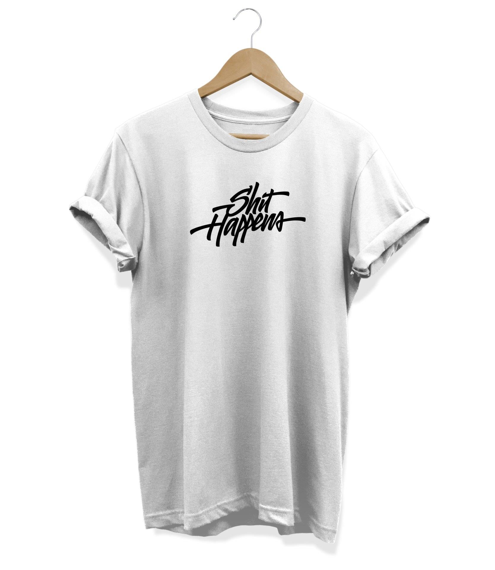 Widi Shit Happens Baskılı T-Shirt Beyaz
