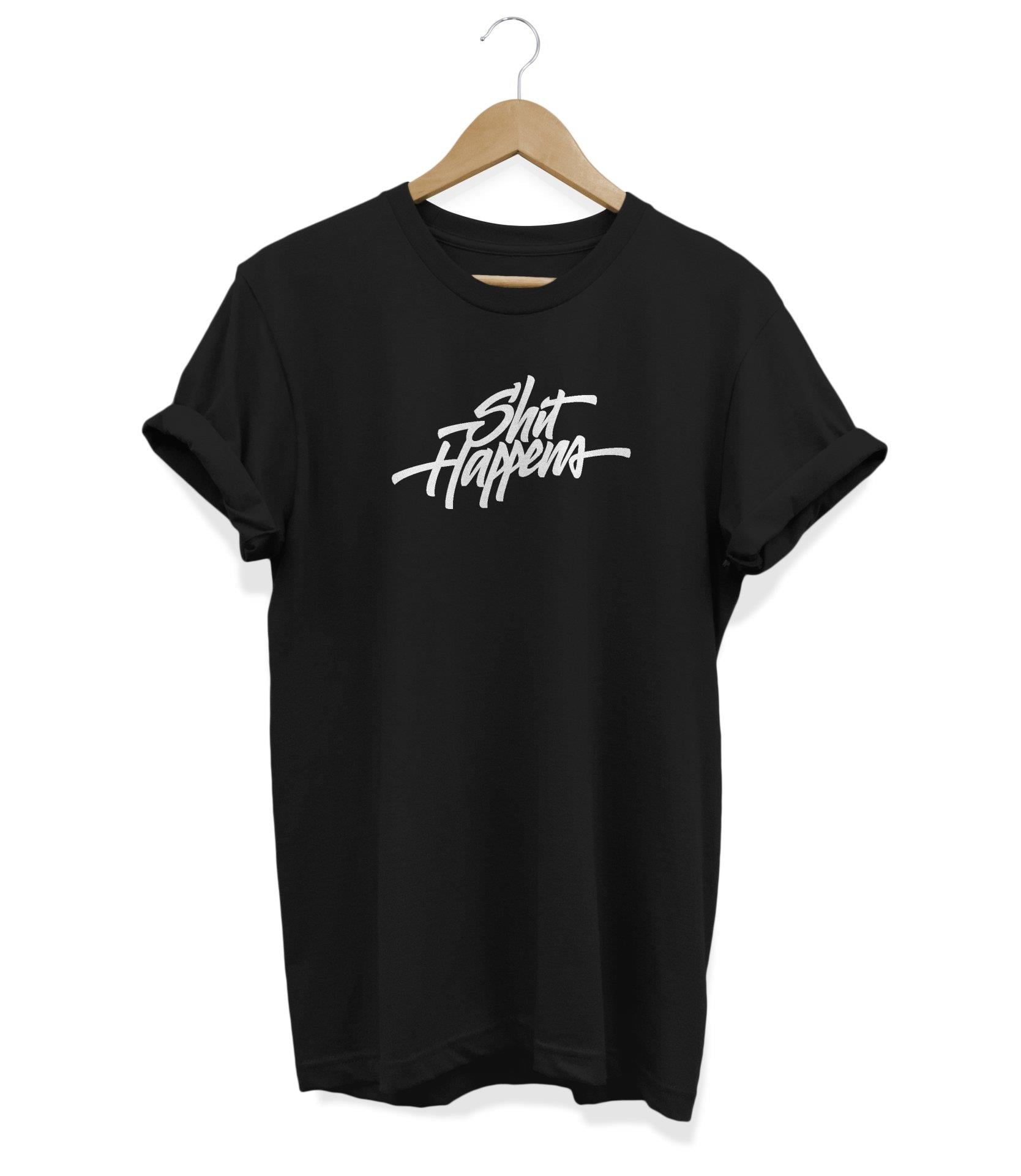Widi Shit Happens Baskılı T-Shirt Siyah