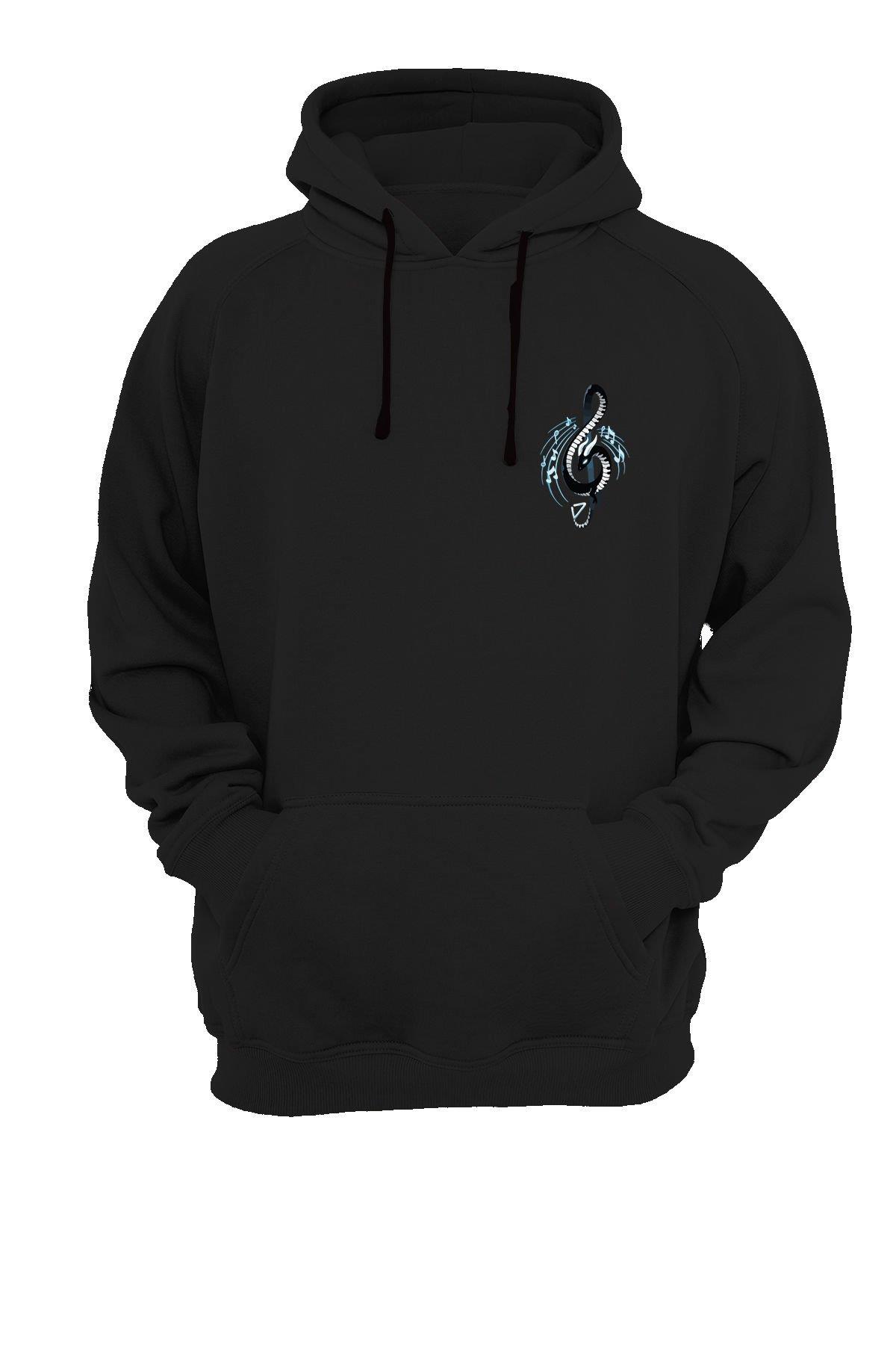 Widi Sol Anahtar Baskılı Swearshirt Siyah