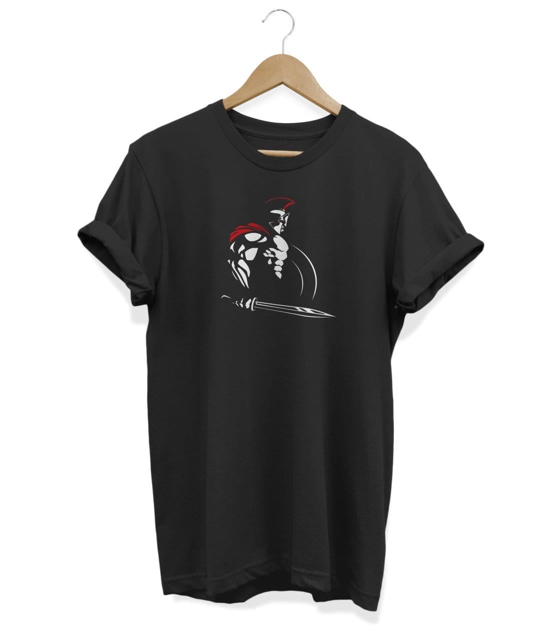 Widi Spartan Baskılı T-Shirt Siyah