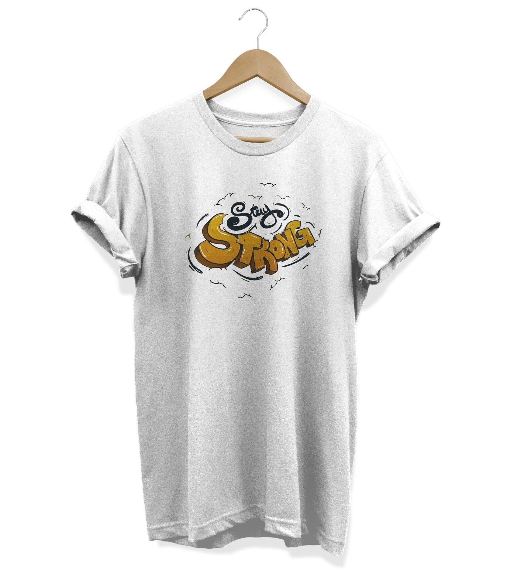 Widi Stay Strong  Baskılı T-Shirt Beyaz