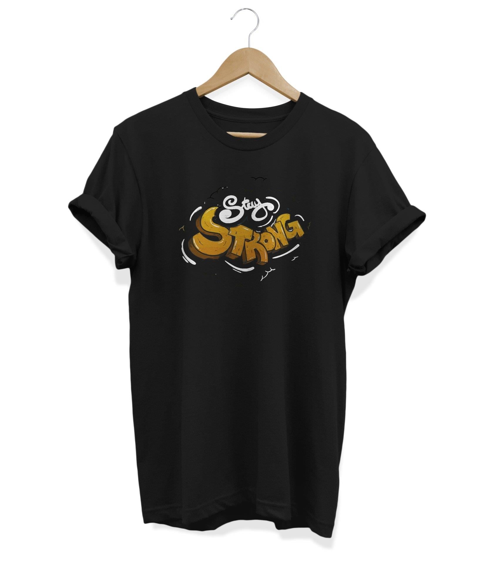 Widi Stay Strong  Baskılı T-Shirt Siyah