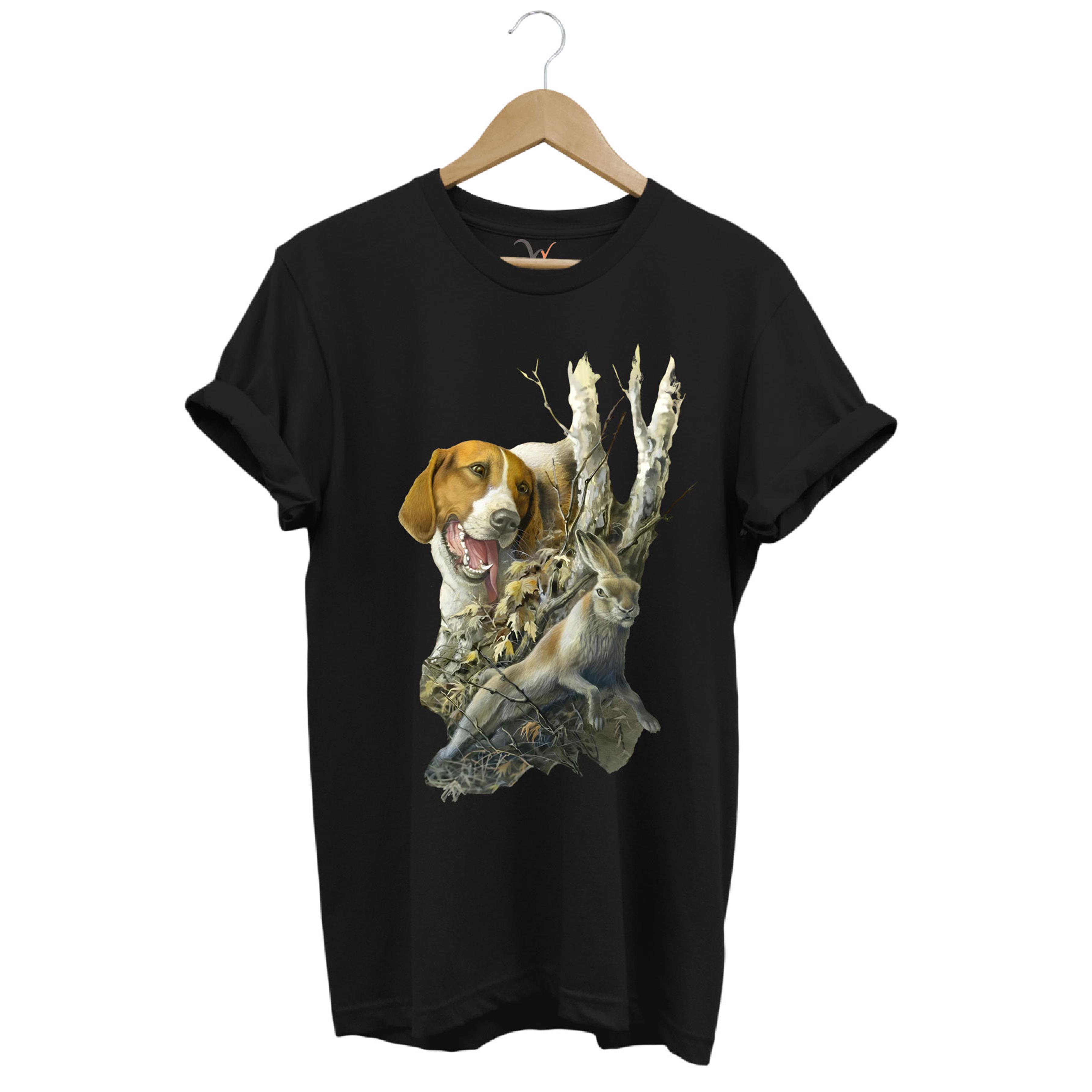 Widi Tavşan Desenli Halka Boyunlu Sülün T-Shirt Siyah