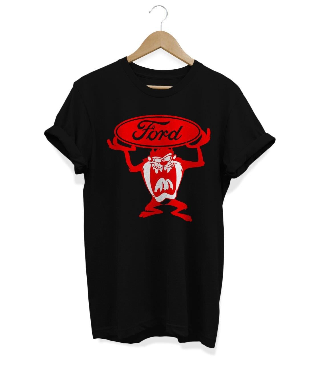 Widi Tazmanya Baskılı T-Shirt Siyah