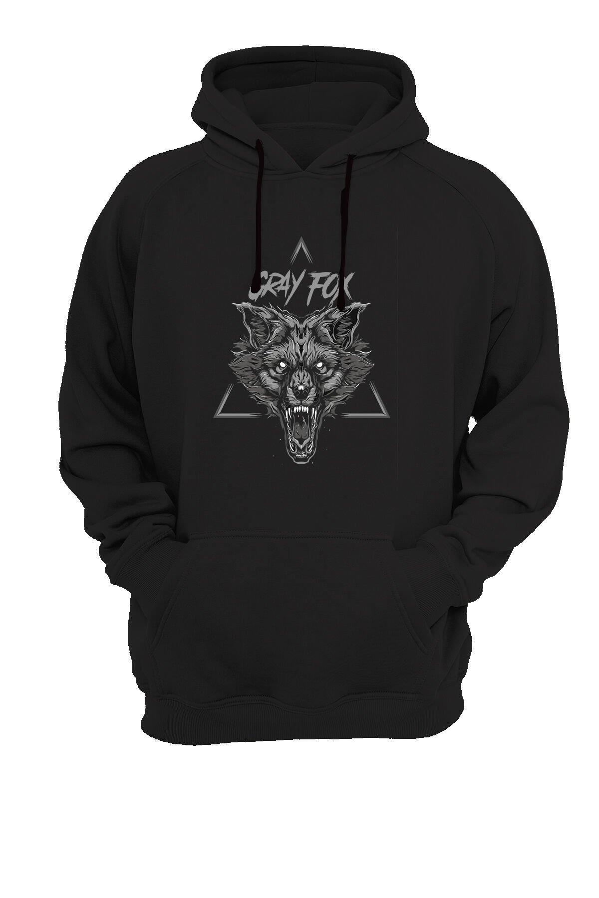 Widi Tilki Baskılı Sweatshirt Siyah
