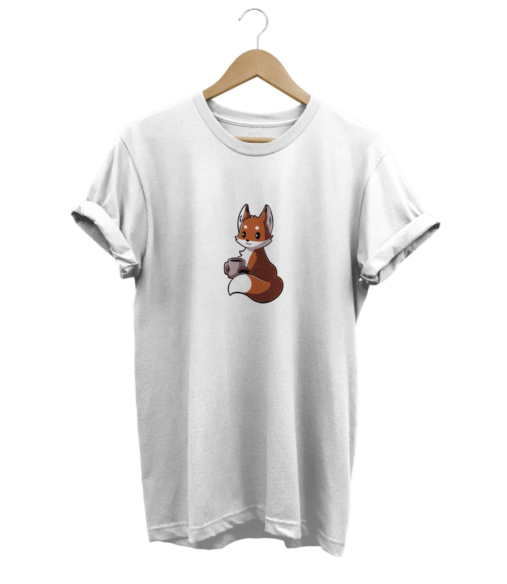 Widi Tilki Baskılı T-Shirt Beyaz