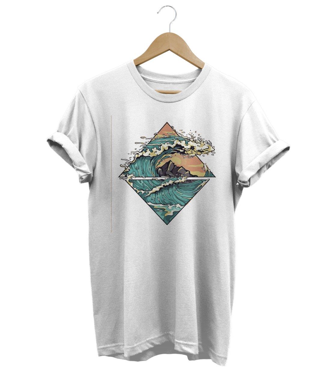 Widi Tsunami Baskılı T-Shirt Beyaz