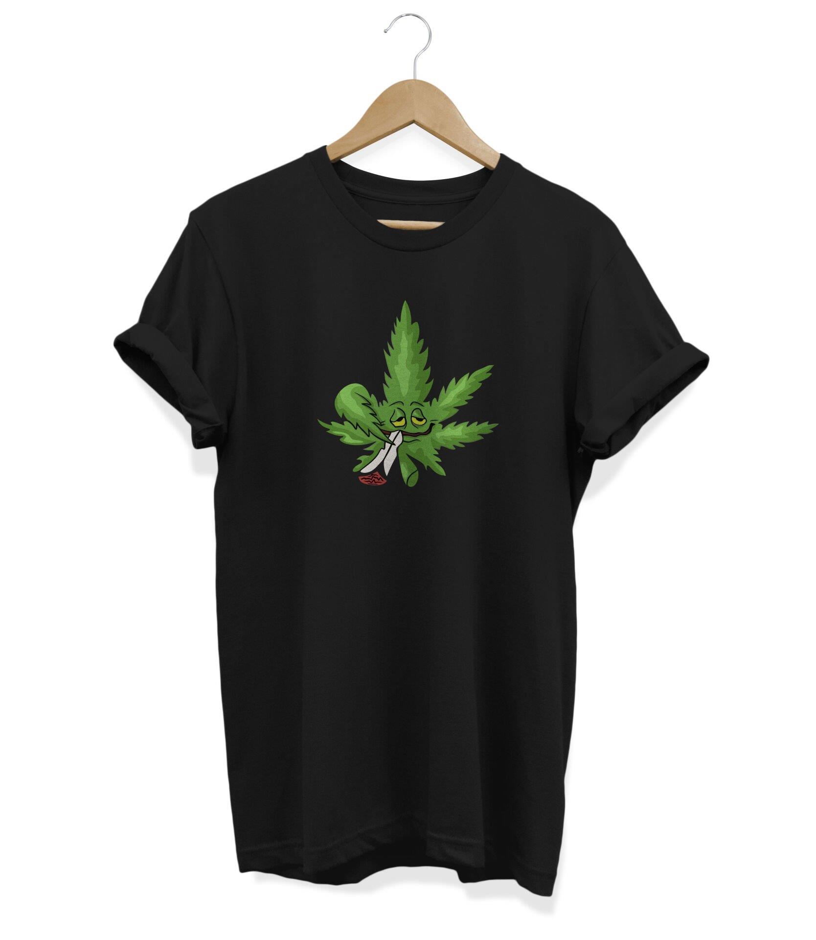 Widi Yaprak Baskılı T-Shirt Siyah
