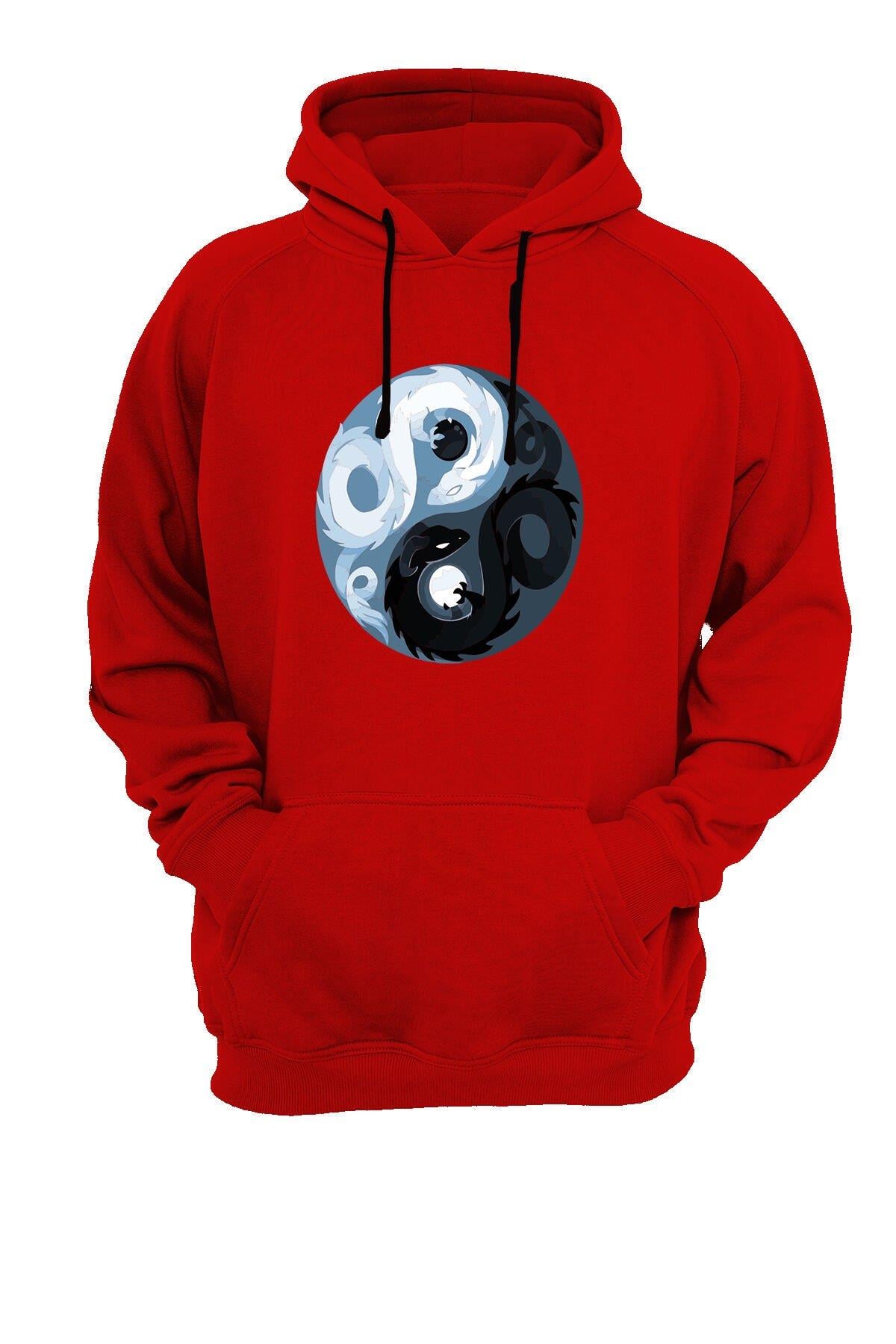 Widi Yin Yang Baskılı Sweatshirt Kırmızı