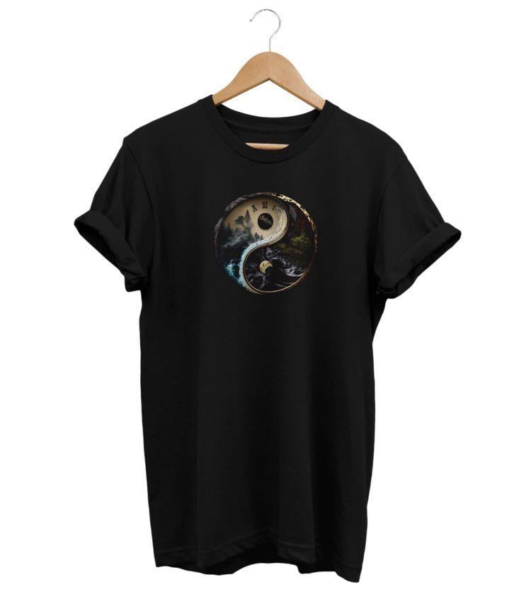 Widi Yinyang Baskılı T-Shirt Siyah