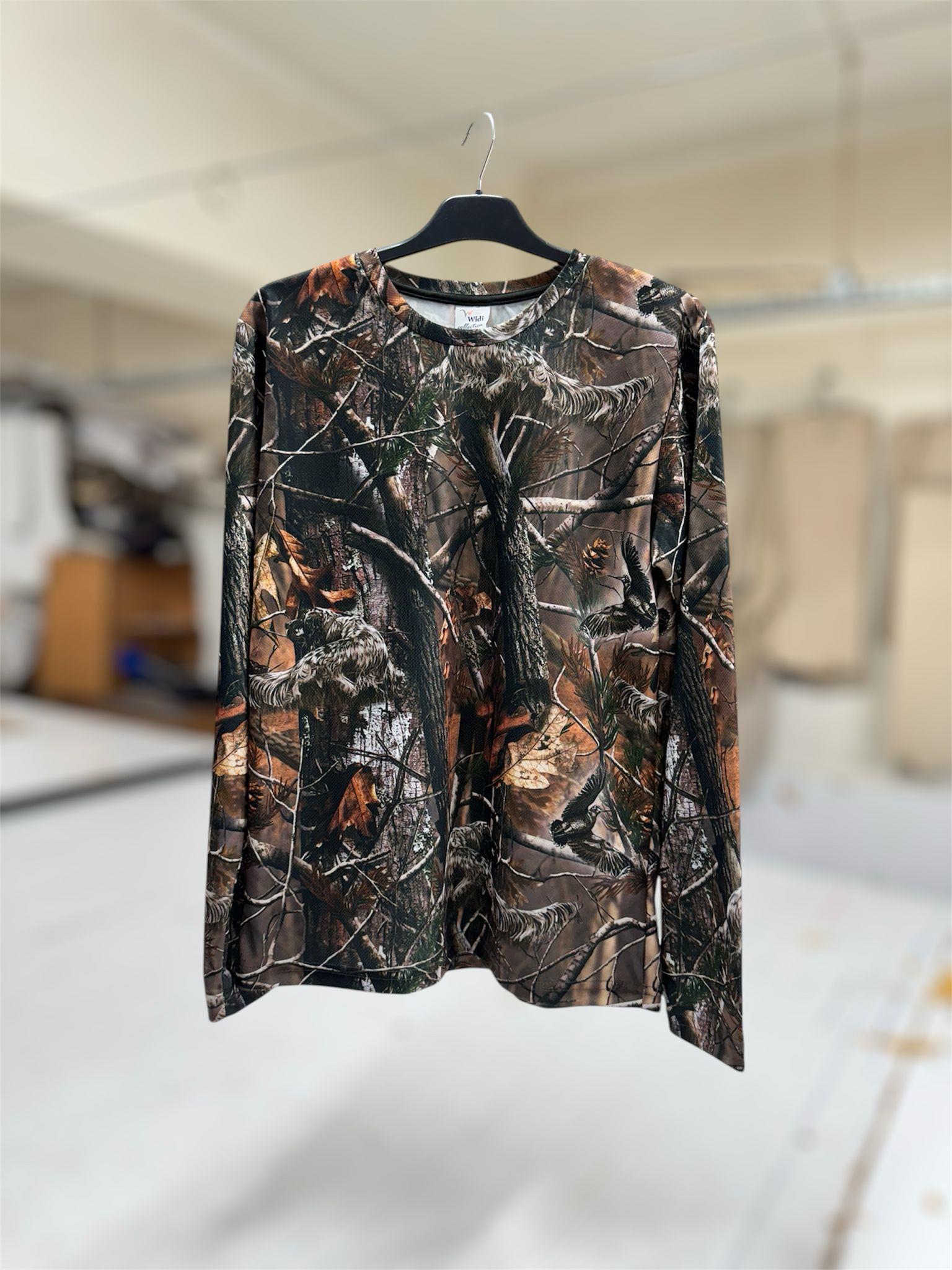 Yazlık Orman Desen Çulluk Baskılı Avcı Regular Fit Bisiklet Yaka Uzun Kol DRY TOUCH T-Shirt