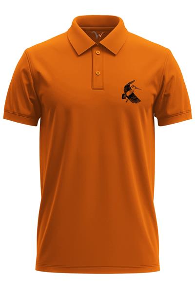 Avcılık Hunter Çulluk Avcılığı Tasarım Baskılı Çulluk Avı %100 Pamuk Regular Fit Polo Yaka T-Shirt - Turuncu