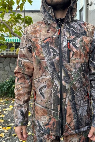 Kışlık Outdoor Hunter Avcılık Su ve Rüzgar Geçirmez Erkek Orman Desenli Kamuflaj Softshell Mont