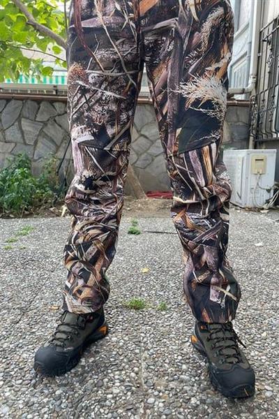 Outdoor Avcılık Kamuflaj Saz Desenli Softshel Kar Su Rüzgar Geçirmez Pantolon - Renkli