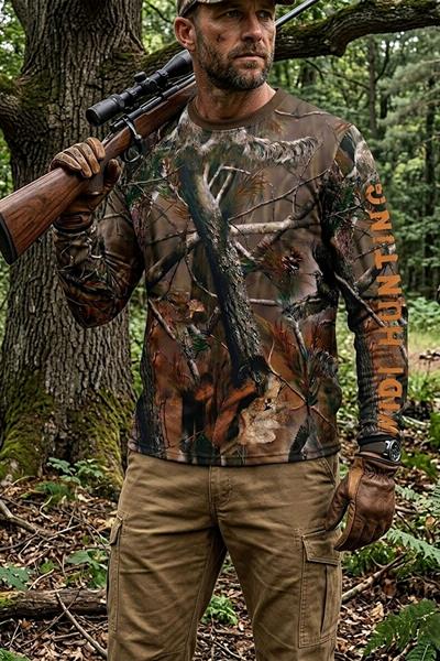 Outdoor Orman Desen Kamuflaj Çulluk Setter Baskılı Kışlık Uzun Kollu Avcı Sweatshirt