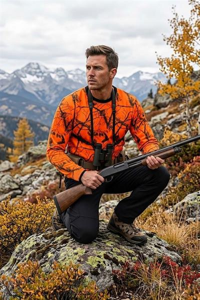 Outdoor Turuncu Kamuflaj Desenli Orman ve Çulluk Baskılı Kışlık Uzun Kollu Avcı Sweatshirt
