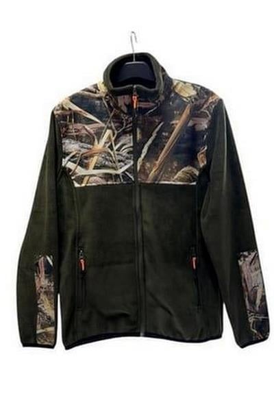 Widi Avcılık Hunter Saz Desen Baskılı Garnili Tam Fermuarlı Dik Yaka Haki Polar Sweatshirt