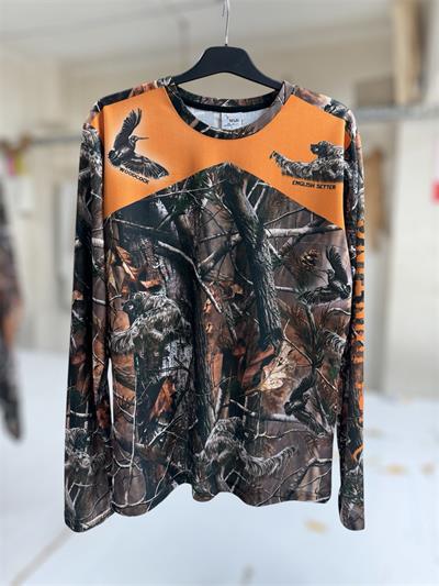 Yazlık Avcılık Orman Desen Çulluk Setter Baskılı Regular Fit Bisiklet Yaka Uzun Kol DRY TOUCH T-Shirt