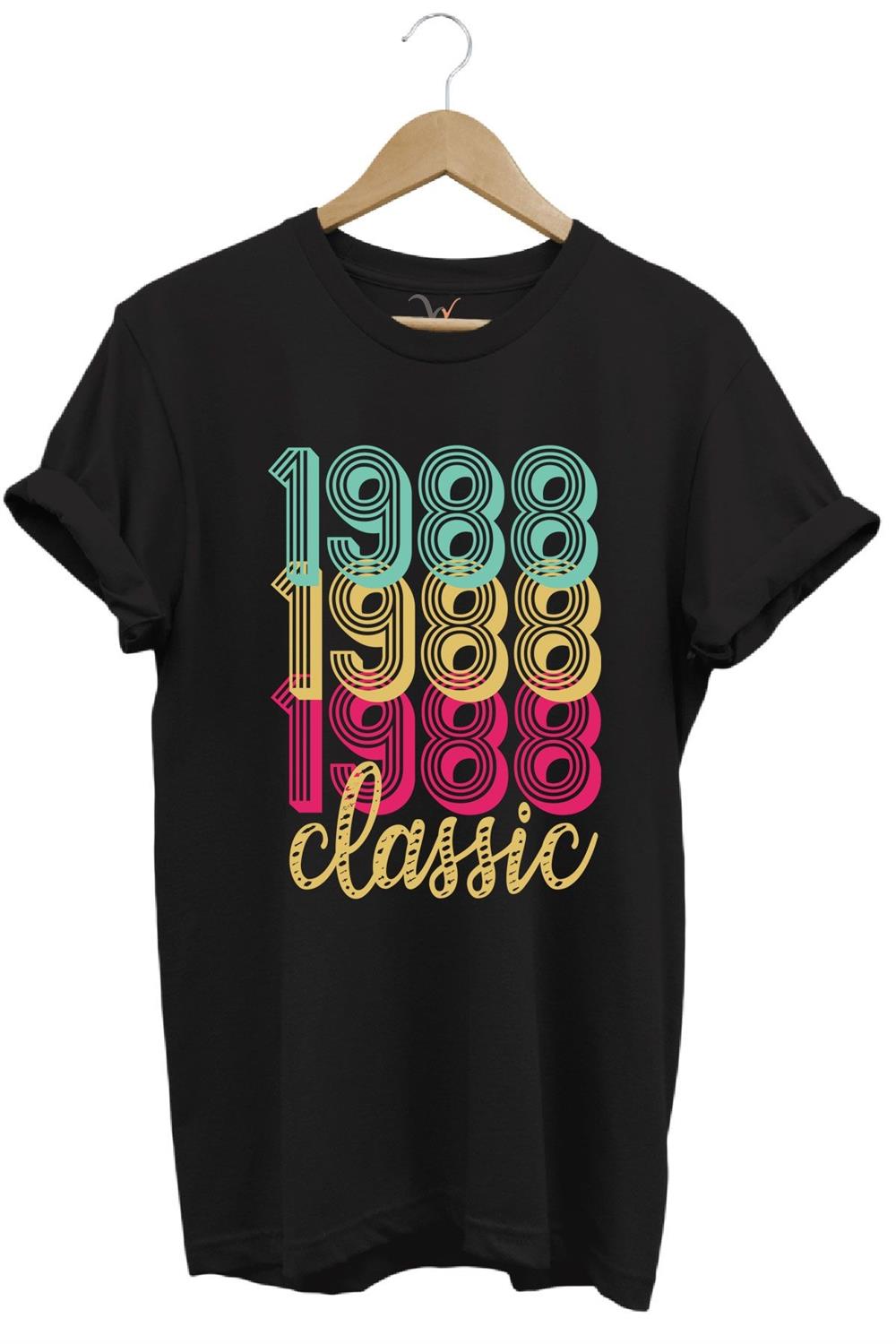 1988 Retro Vintage Classic Baskılı %100 Pamuk Regular Fit Unisex T-Shirt - Siyah