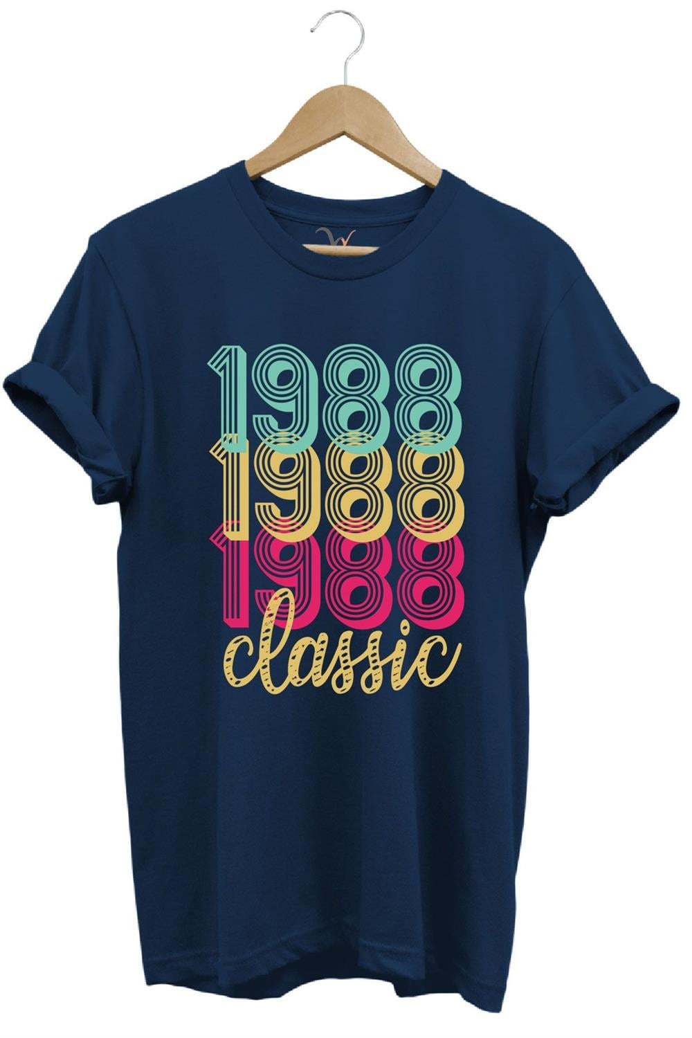 1988 Retro Vintage Classic Baskılı %100 Pamuk Regular Fit Unisex T-Shirt - Lacivert