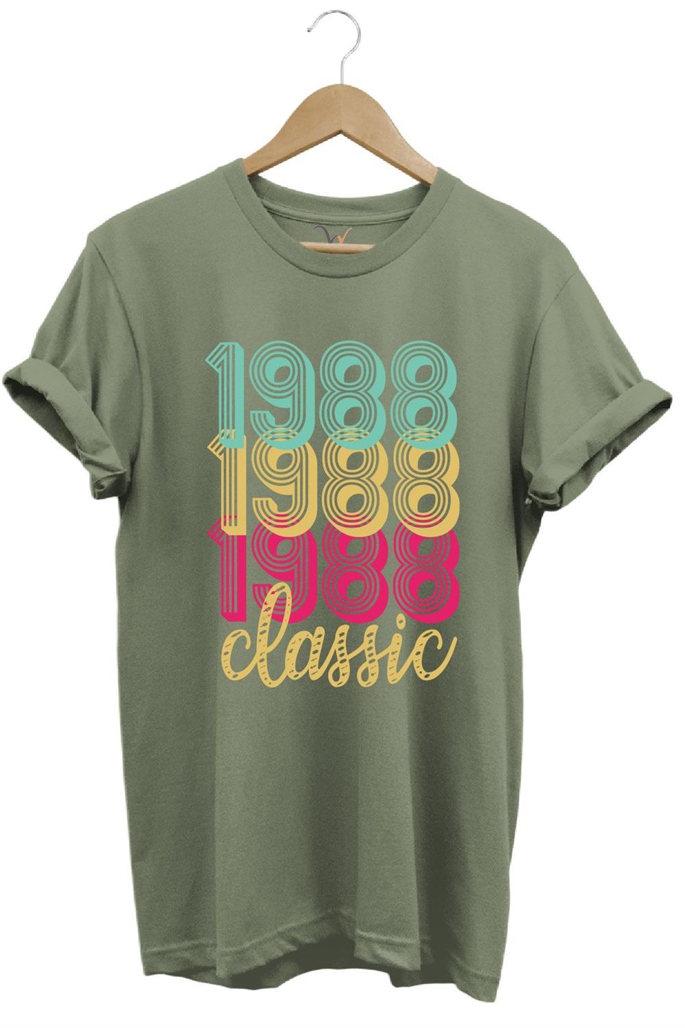 1988 Retro Vintage Classic Baskılı %100 Pamuk Regular Fit Unisex T-Shirt - Haki