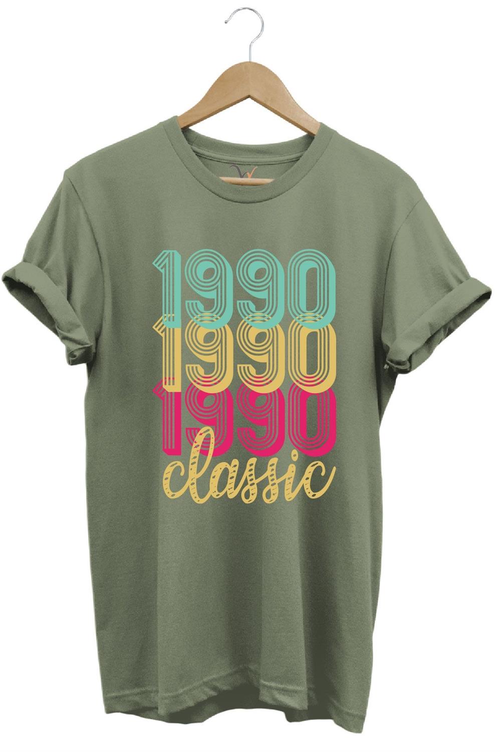 1990 Retro Vintage Classic Baskılı %100 Pamuk Regular Fit Unisex T-Shirt - Haki