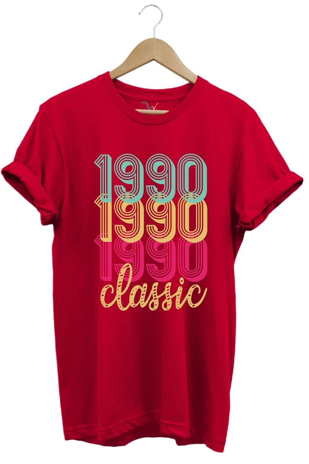 1990 Retro Vintage Classic Baskılı %100 Pamuk Regular Fit Unisex T-Shirt - Kırmızı