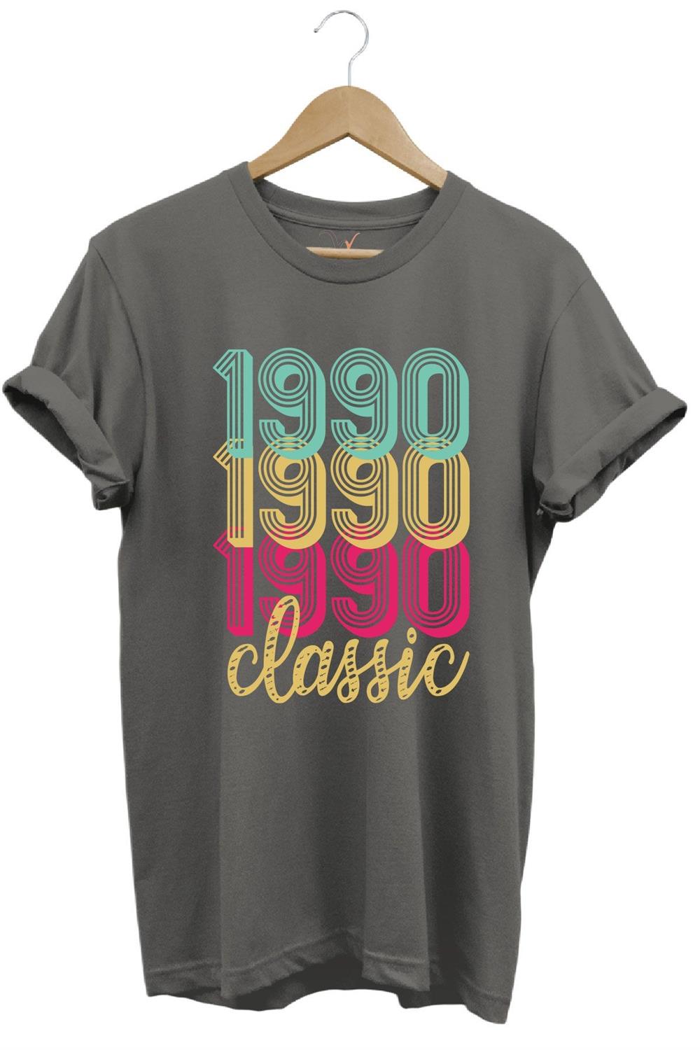 1990 Retro Vintage Classic Baskılı %100 Pamuk Regular Fit Unisex T-Shirt - Antrasit