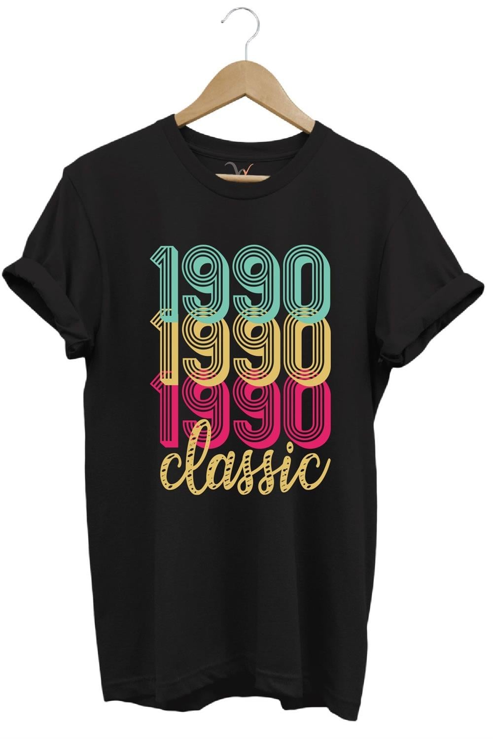 1990 Retro Vintage Classic Baskılı %100 Pamuk Regular Fit Unisex T-Shirt - Siyah