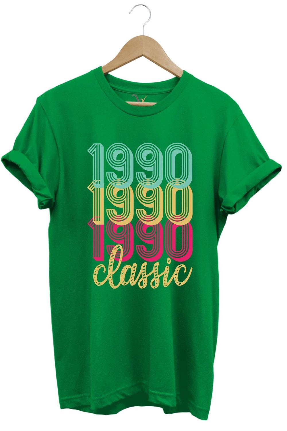 1990 Retro Vintage Classic Baskılı %100 Pamuk Regular Fit Unisex T-Shirt - Yeşil