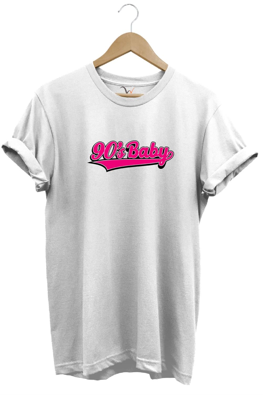 90'S Baby 90'Lar Çocuğu Baskılı Şık %100 Pamuk Regular Fit Bisiklet Yaka T-Shirt - Beyaz